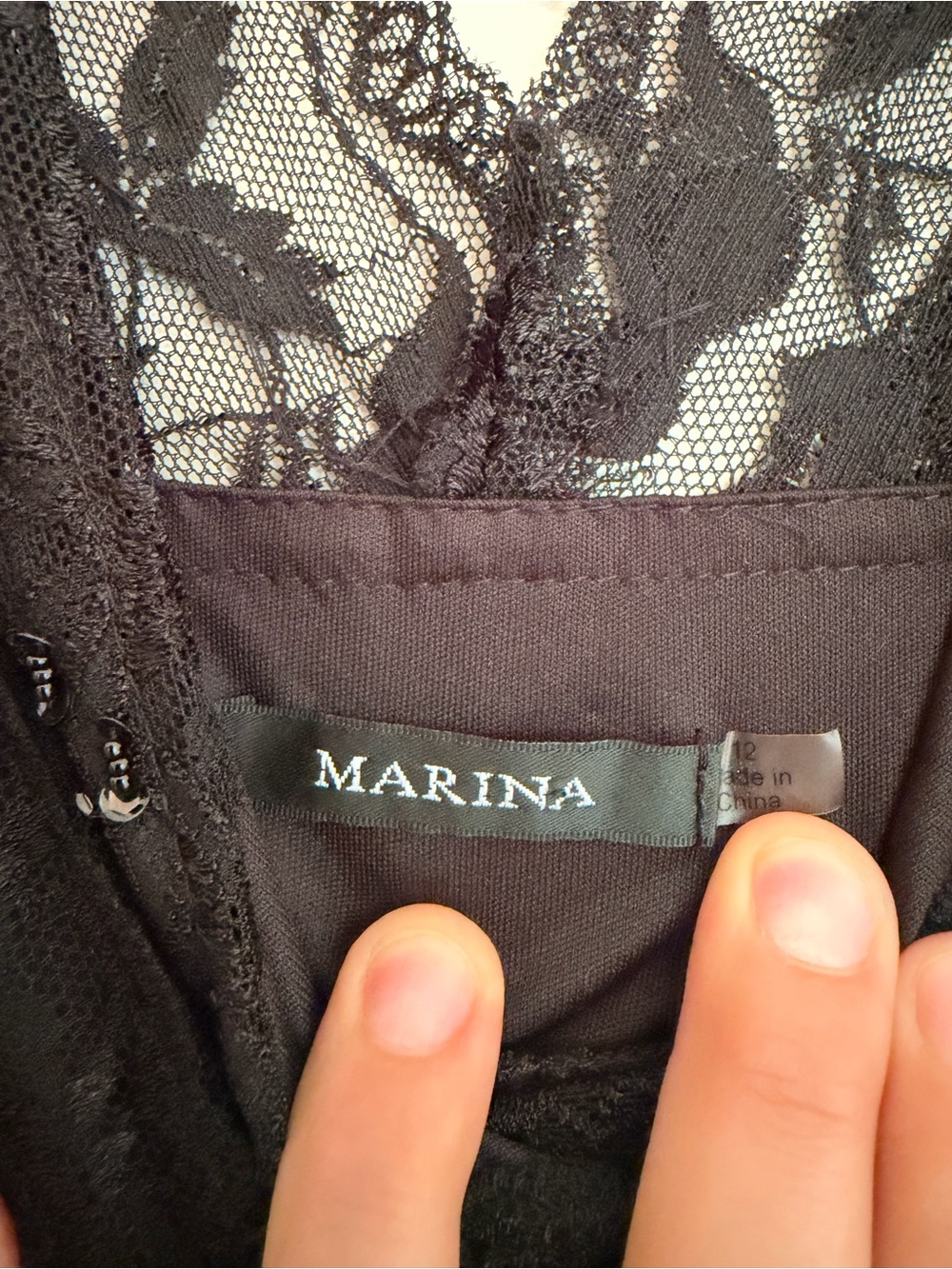 Marina black lace beaded dress size 12 - Picture 13 of 14